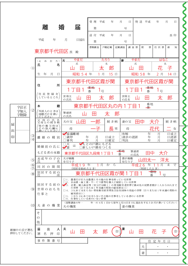 離婚 届 書き方